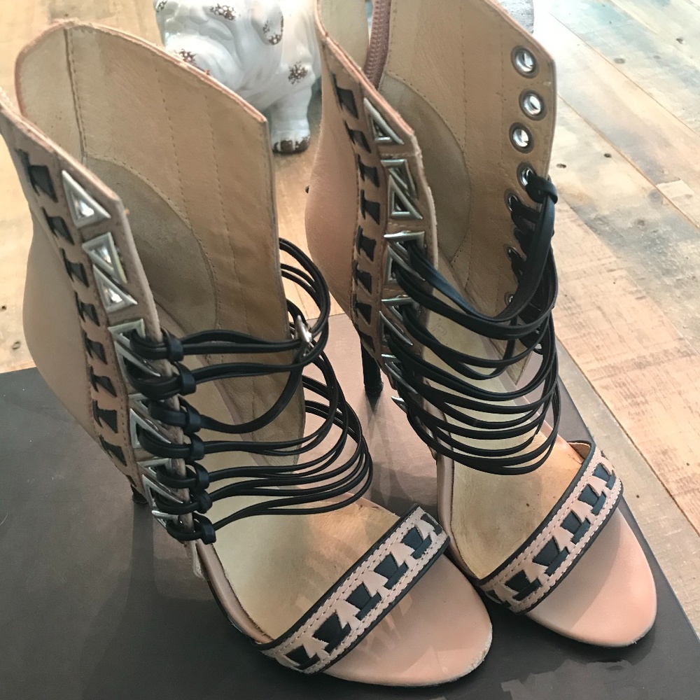 Lamb, Black & Tan Sandals (w/heels)